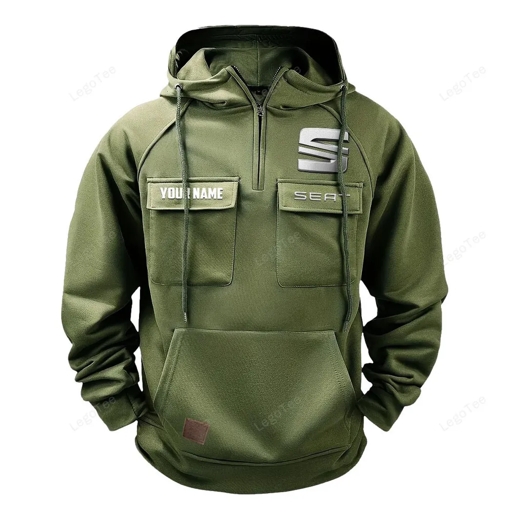 Seat Tactical Quarter Zip Hoodie, Gift For Seat Lovers, Gift For Him, Husband, Boyfriend - Army Green CAR109021425383-1