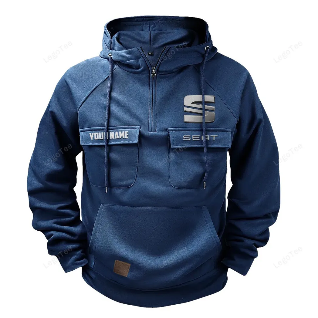 Seat Tactical Quarter Zip Hoodie, Gift For Seat Lovers, Gift For Him, Husband, Boyfriend - Dark Blue CAR109021425383-3