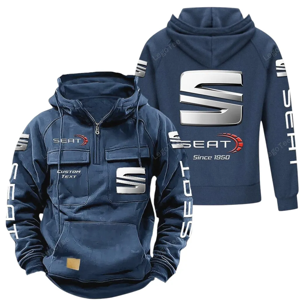 Seat Tactical Quarter Zip Hoodie, Gift For Seat Lovers, Gift For Him, Husband, Boyfriend - Dark Blue CAR96021425682-3