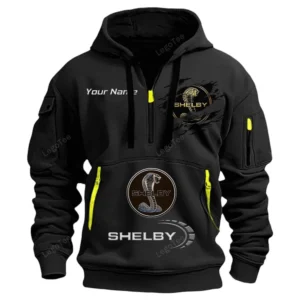 Shelby American Half Zip Hoodie CAR113021425842, Best Gift for Him, Husband, Boyfriend - Black