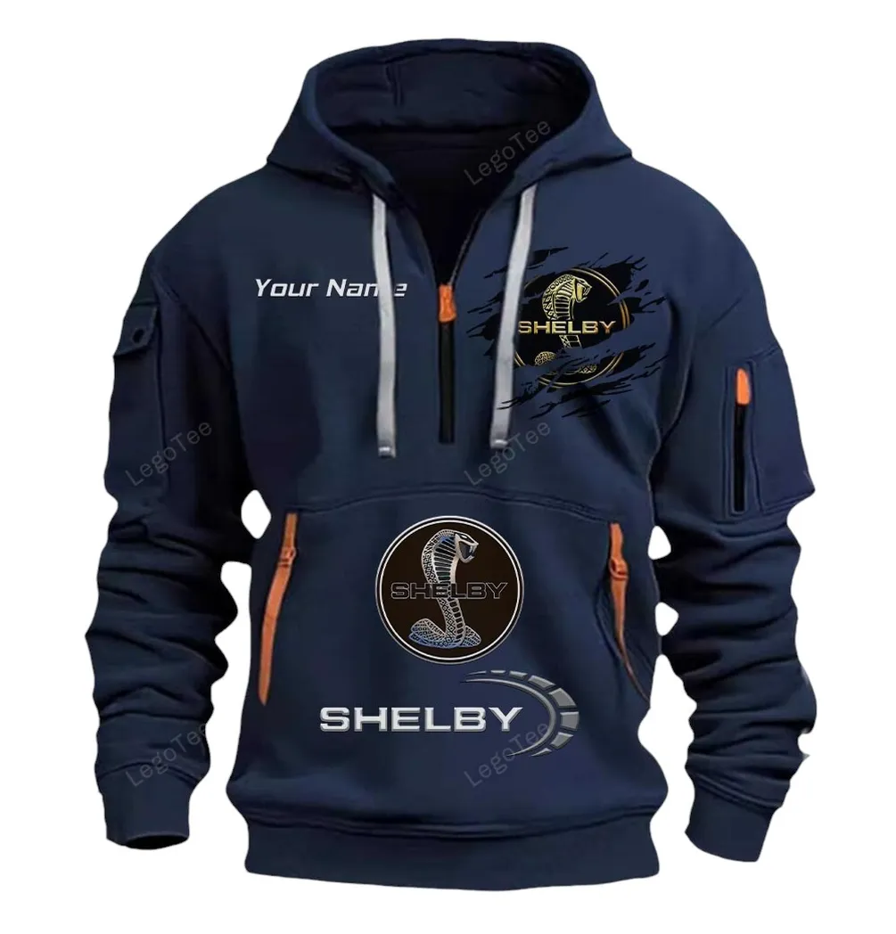 shelby american half zip hoodie car113021425842 best gift for him husband boyfriend navy djs74