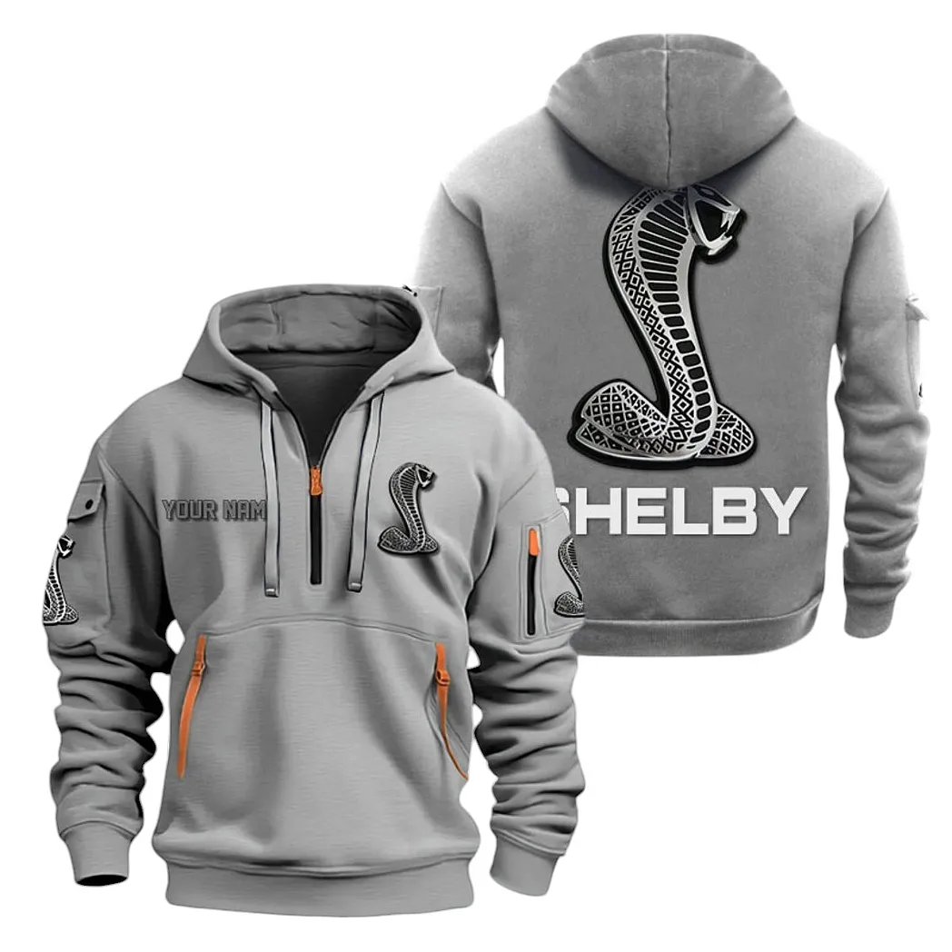 Shelby American Half Zip Hoodie For Men, Gift For Shelby American Lovers CAR20022125713 - Gray
