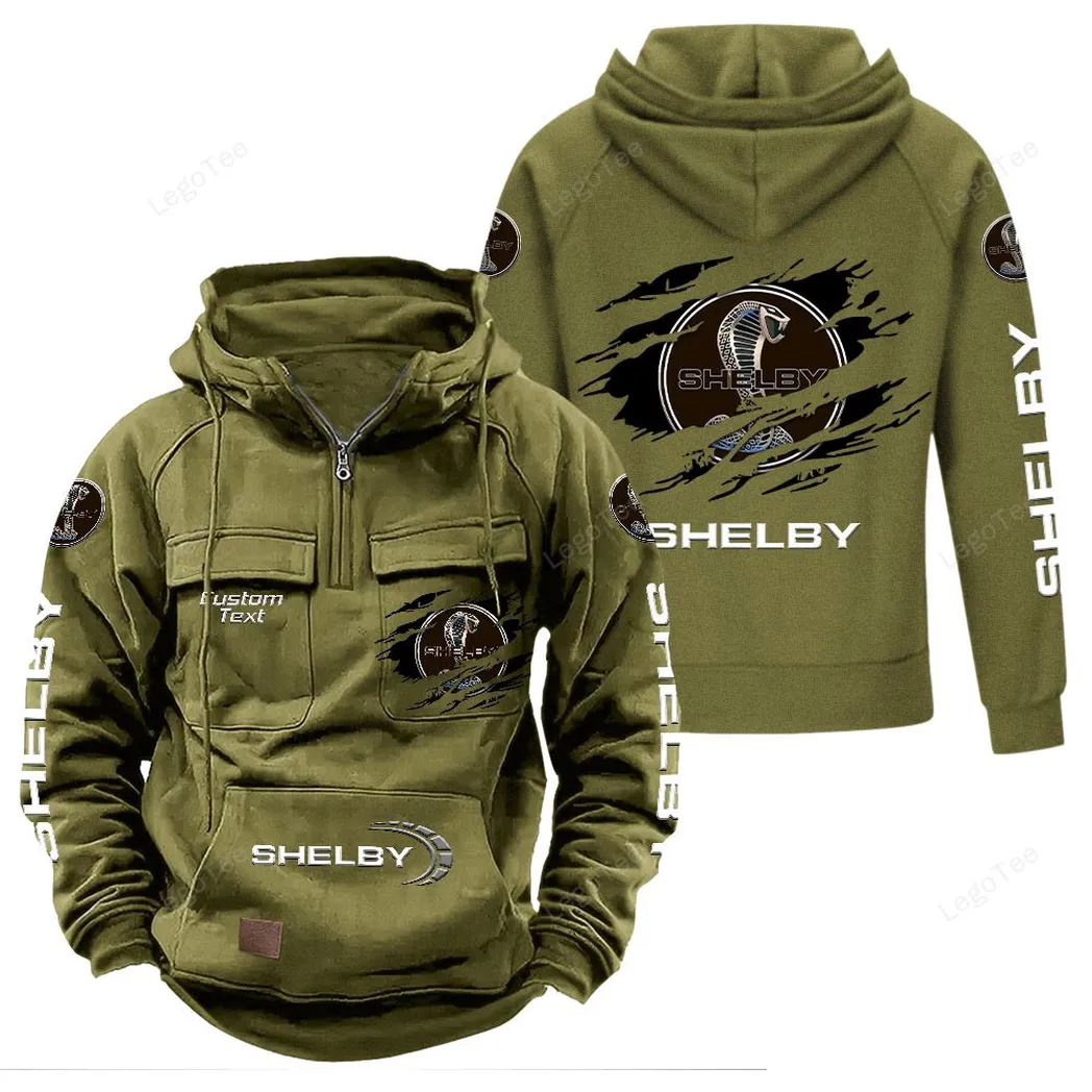 Shelby American Tactical Quarter Zip Hoodie, Gift For Shelby American Lovers, Gift For Him, Husband, Boyfriend - Army Green CAR122021425043-1