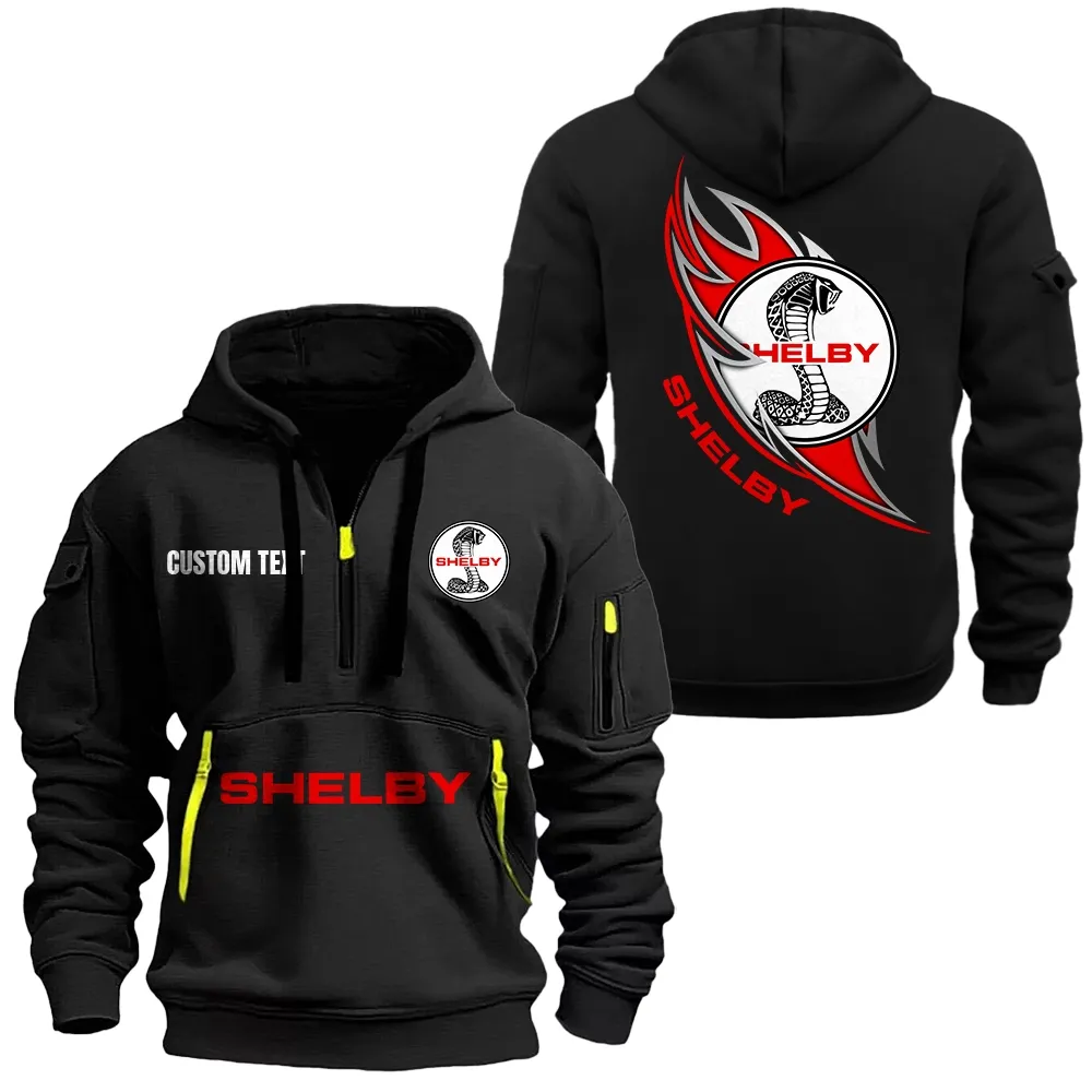 Shelby Hoodie Half Zipper CAR1701112174, CAR All Over Print Hoodie Half Zipper - Black