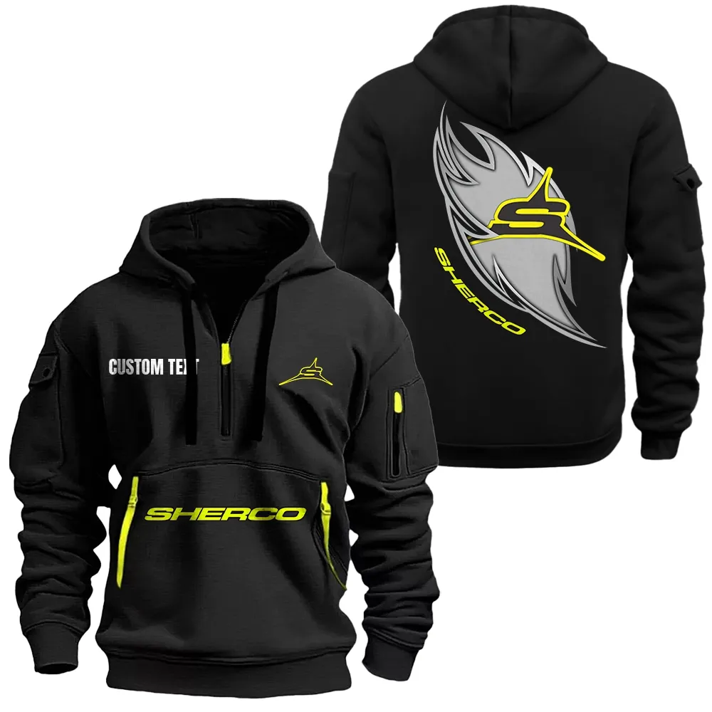 Sherco Hoodie Half Zipper CAR1701112175, CAR All Over Print Hoodie Half Zipper - Black