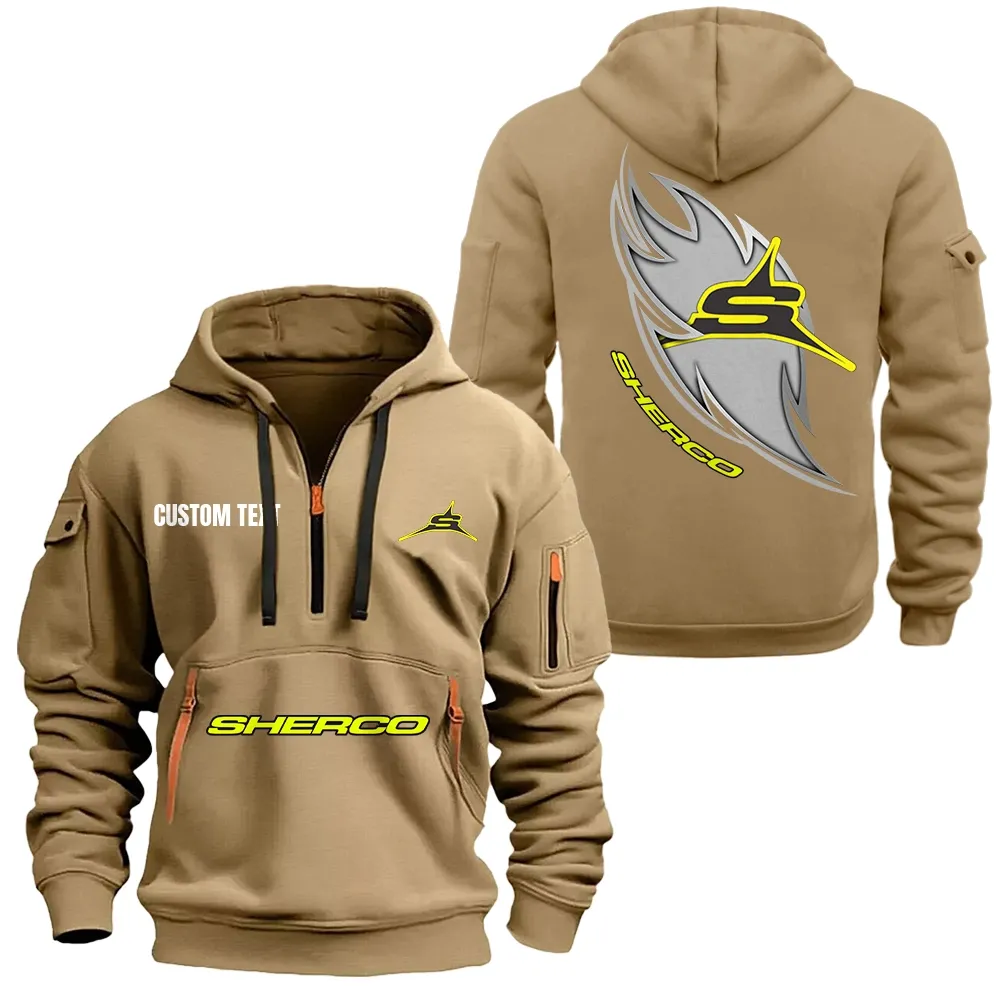 Sherco Hoodie Half Zipper CAR1701112175, CAR All Over Print Hoodie Half Zipper - Khaki