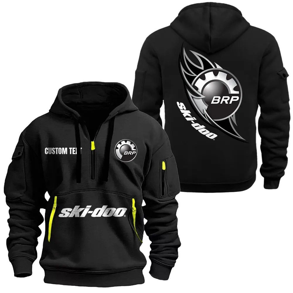 Ski Doo Hoodie Half Zipper CAR1701112176, CAR All Over Print Hoodie Half Zipper - Black