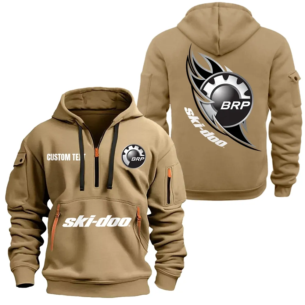 Ski Doo Hoodie Half Zipper CAR1701112176, CAR All Over Print Hoodie Half Zipper - Khaki