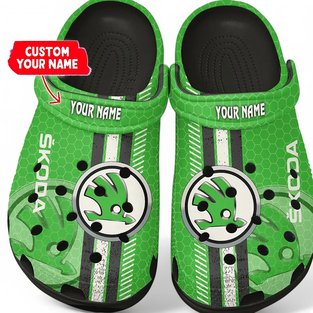 Skoda Auto Crocs Shoes Gift For Skoda Auto Lovers, Birthday Gift For Husband, Boyfriend CAR82022025652 - Black