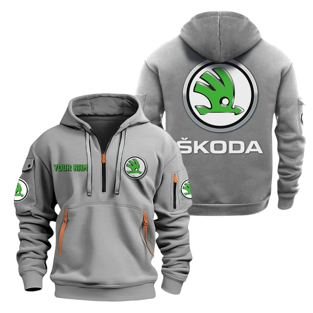 skoda auto half zip hoodie for men gift for skoda auto lovers car20022125744 gray 3zvuf