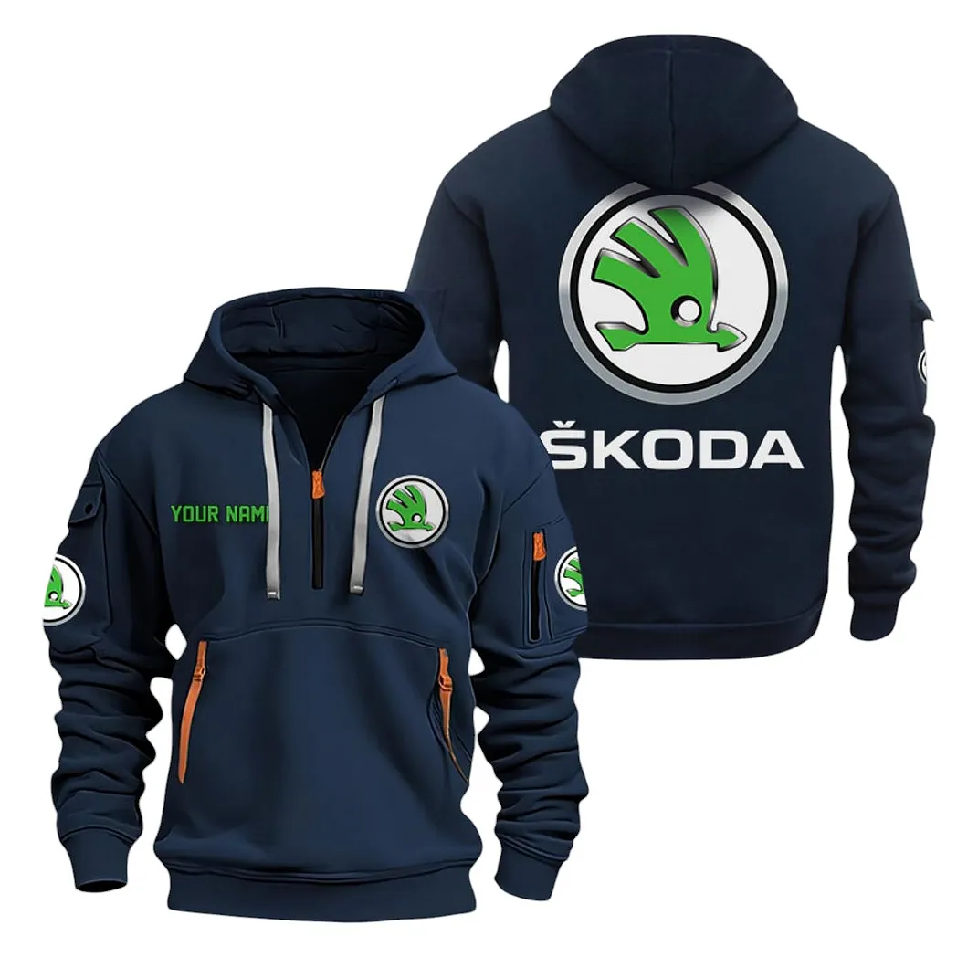 skoda auto half zip hoodie for men gift for skoda auto lovers car20022125744 navy 4lbct