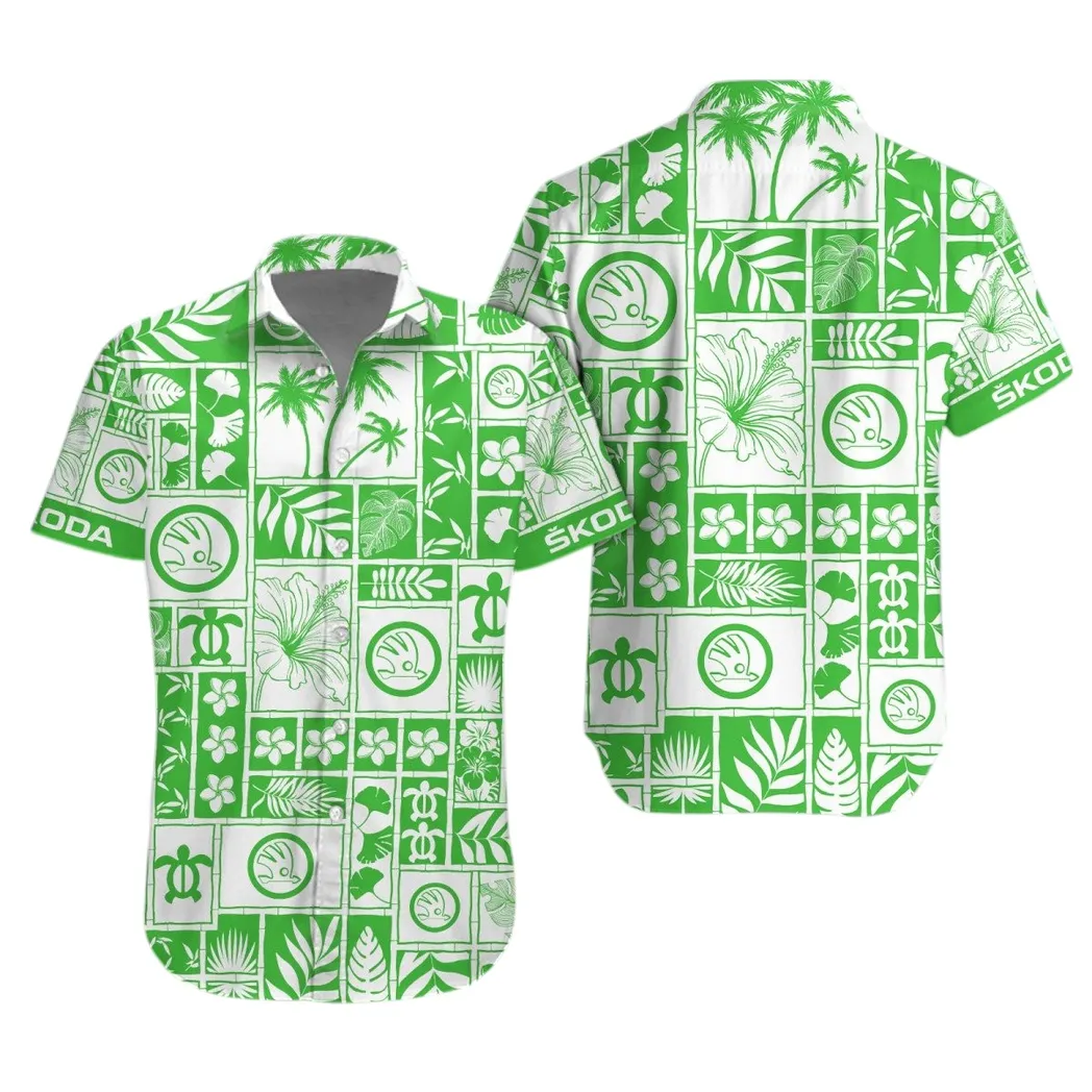 skoda auto hawaiian shirt for men gift for skoda auto lovers gift for him husband boyfriend car35021425109 1 j0w0j