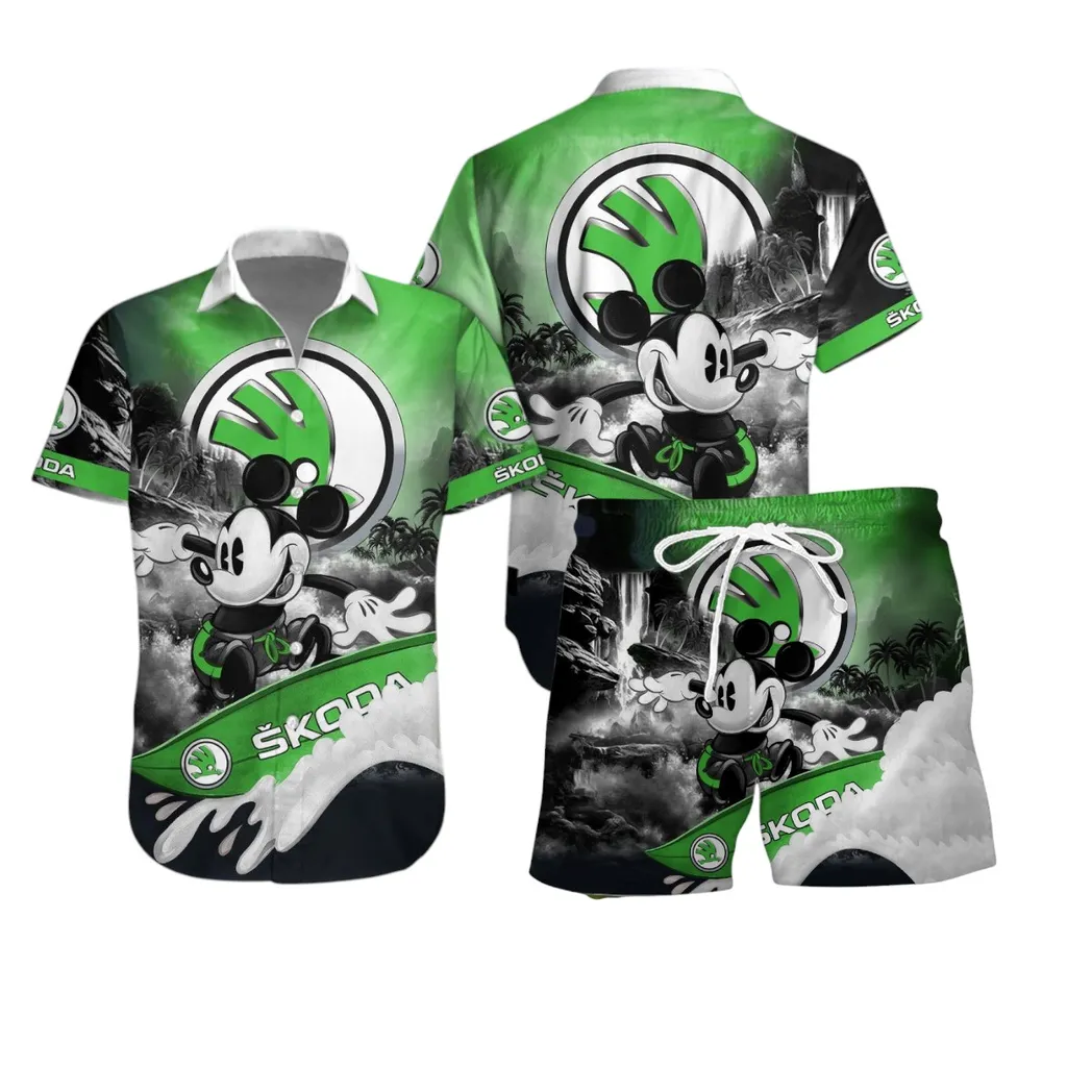 skoda auto hawaiian shirt set gift for skoda auto lovers gift for him husband boyfriend car53030625105 iuha2