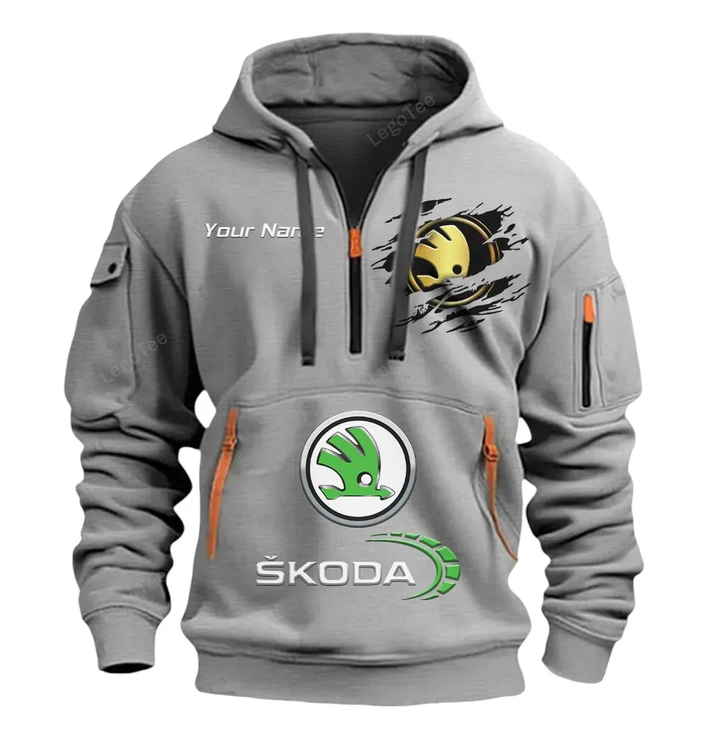 skoda half zip hoodie car113021425827 best gift for him husband boyfriend gray iedrn