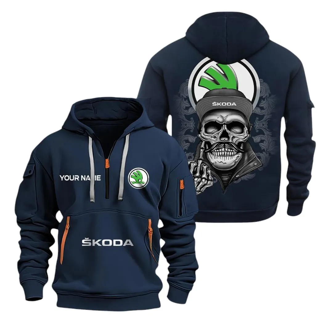 skoda half zip hoodie for men gift for skoda fan car166022625167 navy fkdlu