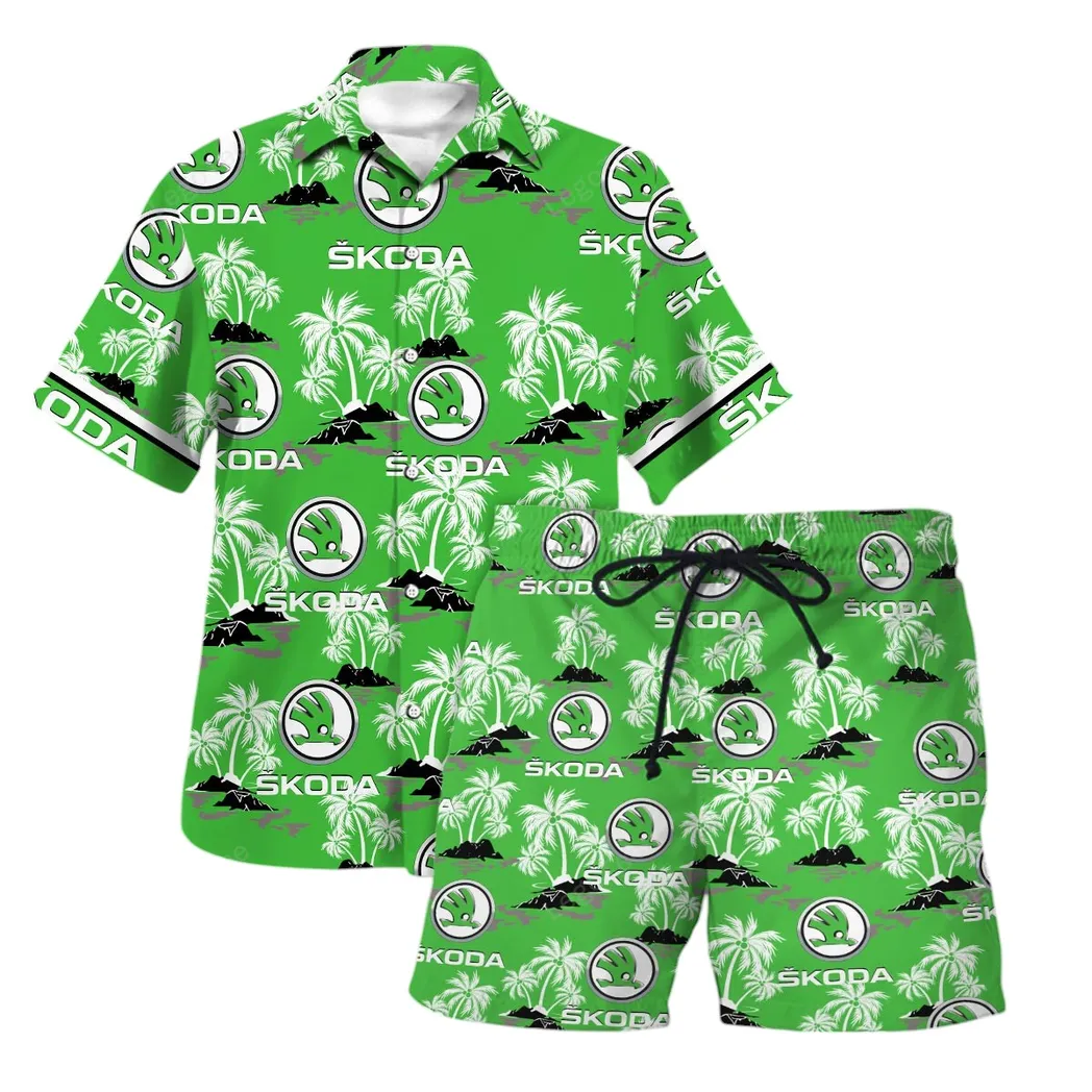 Skoda Hawaiian Shirt Set For Men, Gift For Skoda Lovers, Gift For Him, Husband, Boyfriend CAR144021125521-1