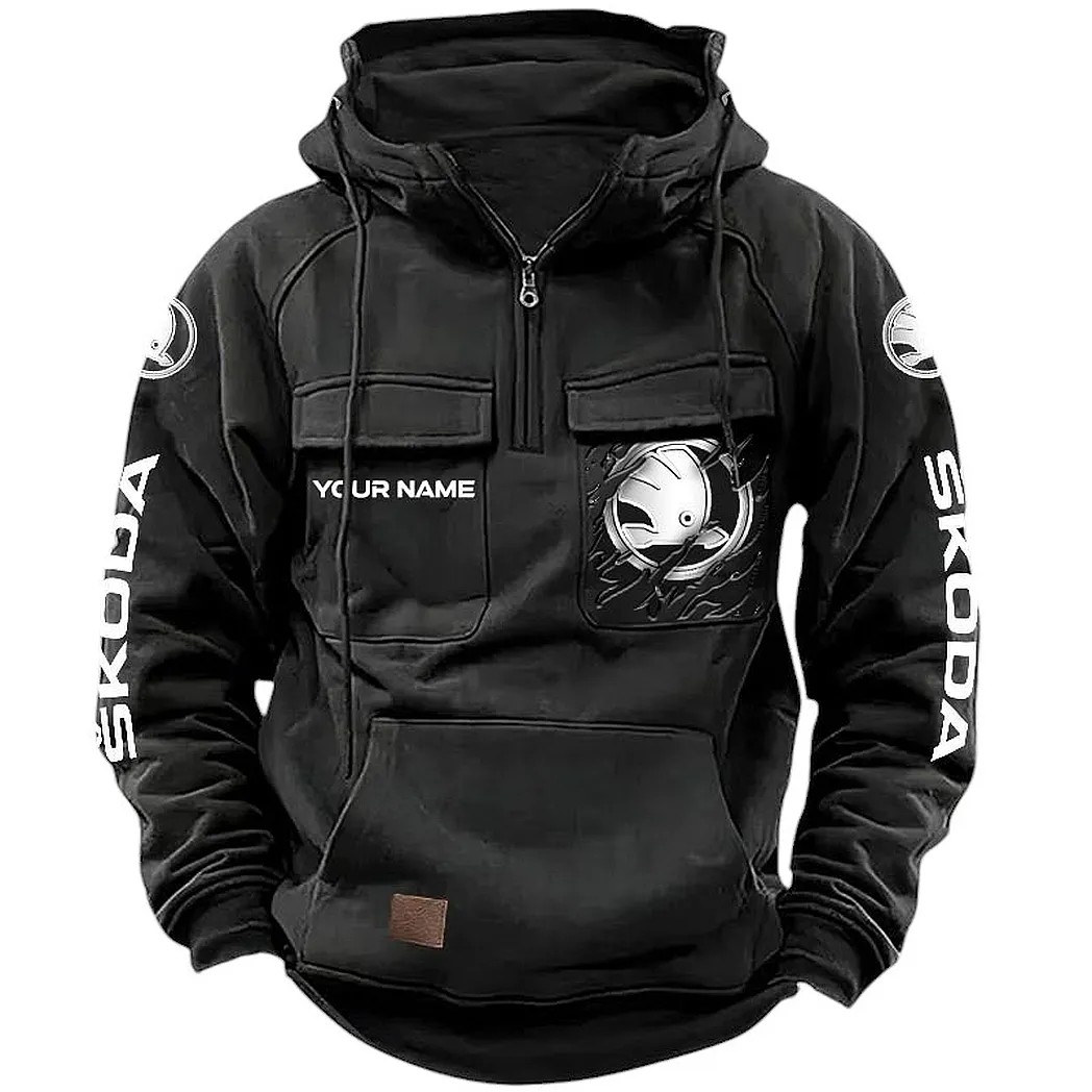 Skoda Hoodie Tactical Quarter Zip, Gift For Skoda Lovers CAR164022425160 - Black