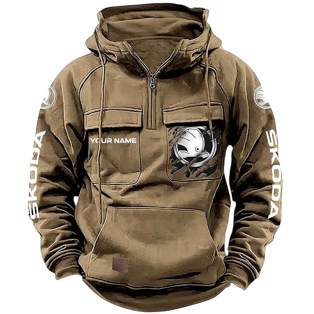skoda hoodie tactical quarter zip gift for skoda lovers car164022425160 khaki 2dpl6