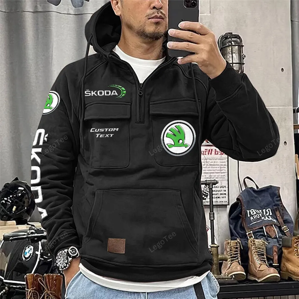 skoda tactical quarter zip hoodie car106021525079 gifts for men him husband boyfriend black adpkj