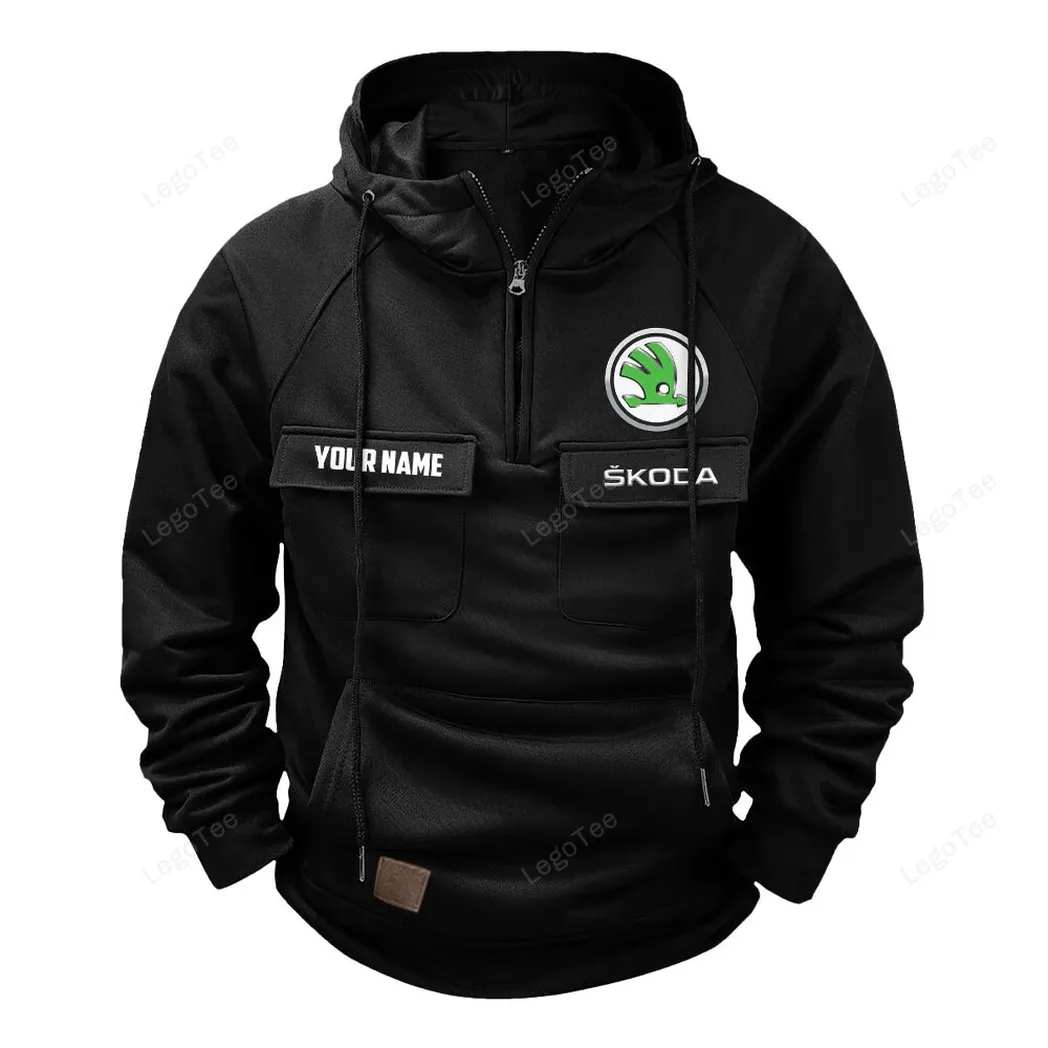 skoda tactical quarter zip hoodie gift for skoda lovers gift for him husband boyfriend black car109021425368 2 off8k