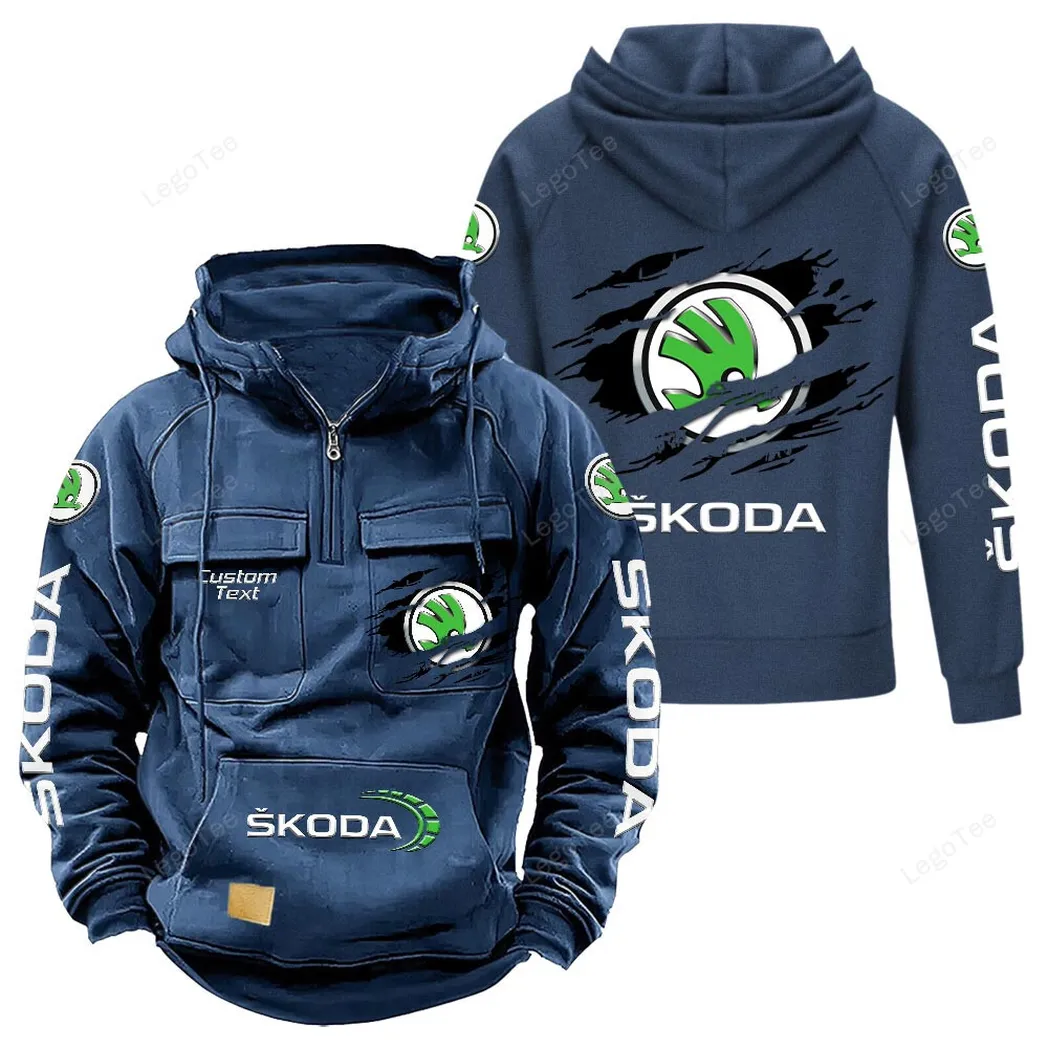 skoda tactical quarter zip hoodie gift for skoda lovers gift for him husband boyfriend dark blue car122021425031 3 gvcvz