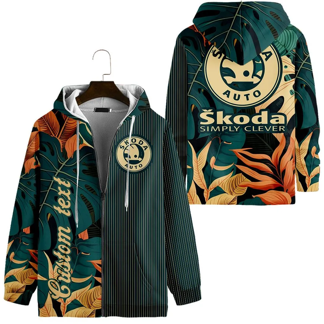 skoda vintage zip hoodie custom all over print car434041725319 vktal
