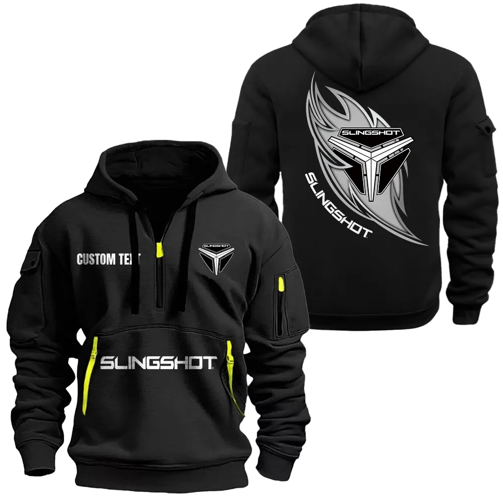 Slingshort Hoodie Half Zipper CAR1701112178, CAR All Over Print Hoodie Half Zipper - Black
