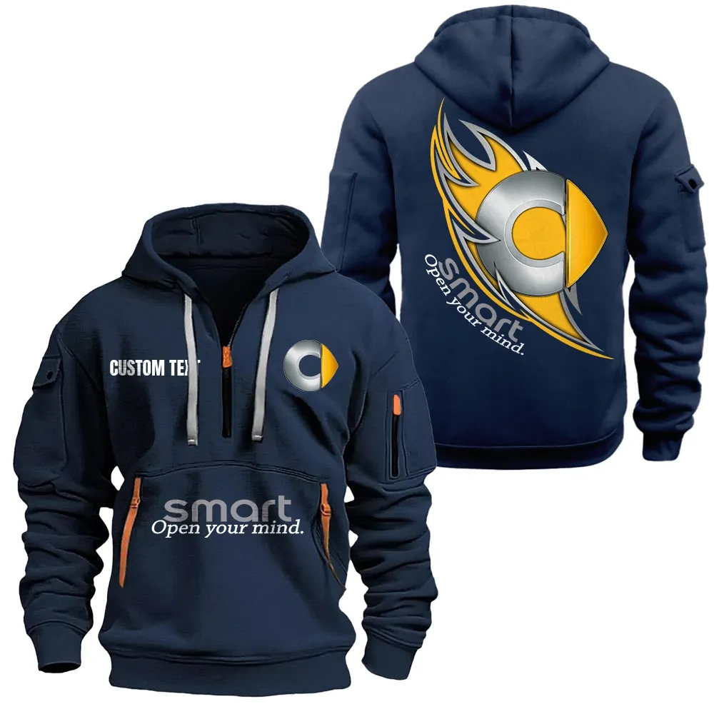 Smart Hoodie Half Zipper CAR1701112179, CAR All Over Print Hoodie Half Zipper - Navy