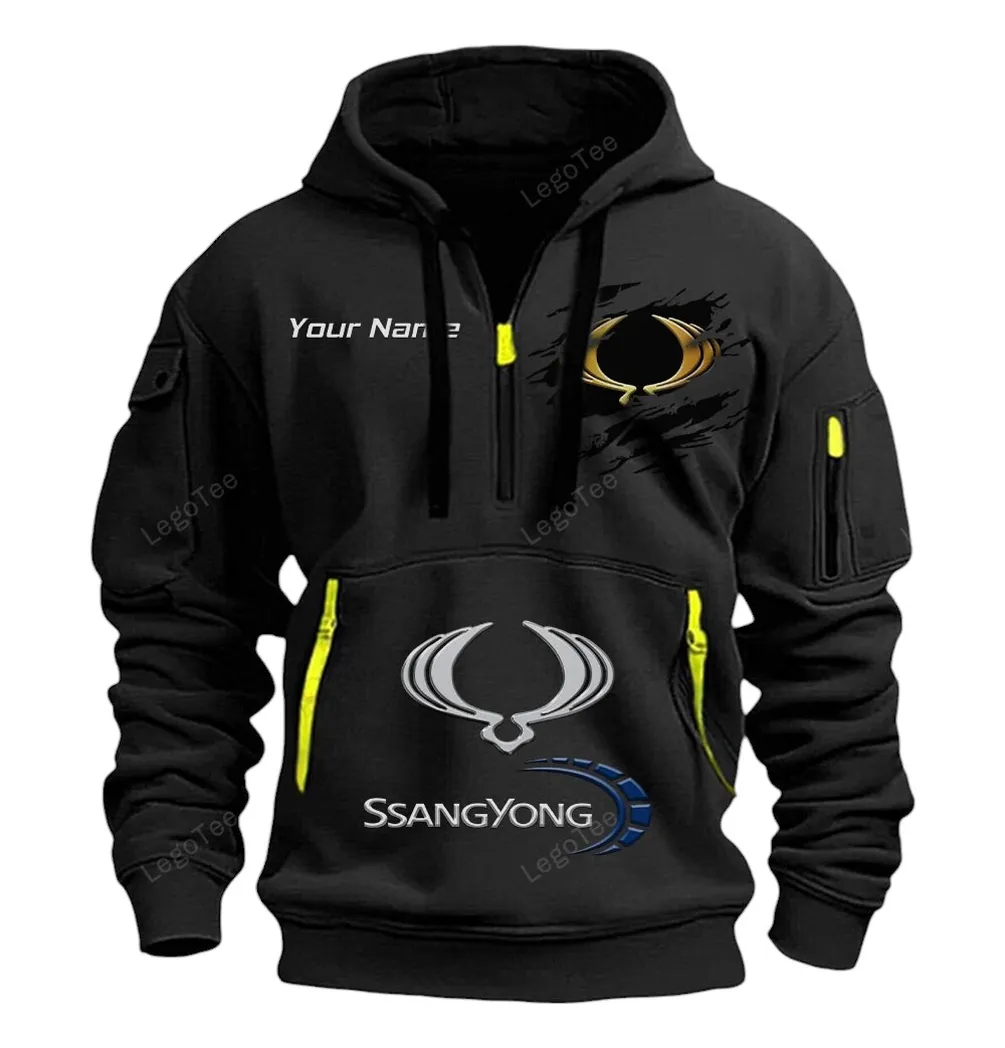 ssangyong motor half zip hoodie car113021425818 best gift for him husband boyfriend black rfrvd