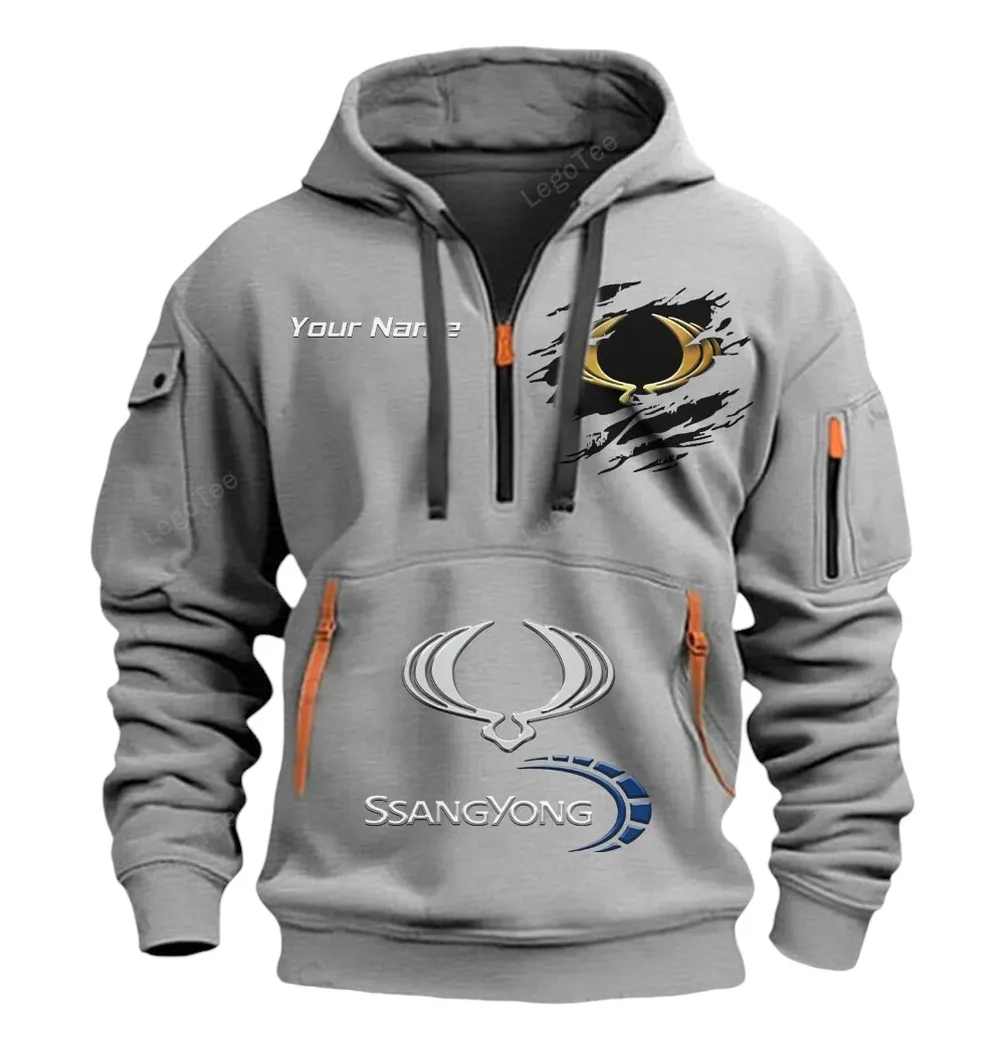 ssangyong motor half zip hoodie car113021425818 best gift for him husband boyfriend gray y5tds