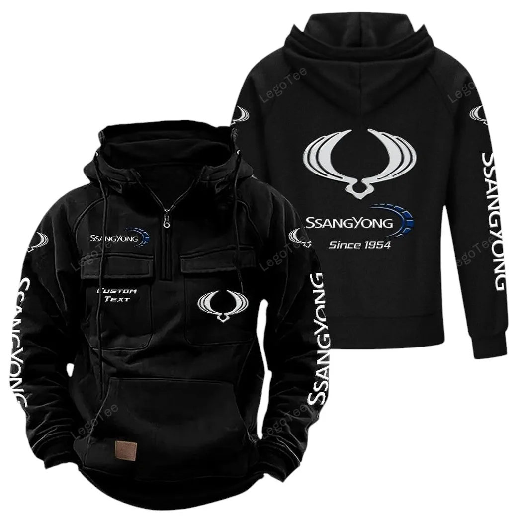 ssangyong motor tactical quarter zip hoodie gift for ssangyong motor lovers gift for him husband boyfriend black car96021425728 2 1puhh