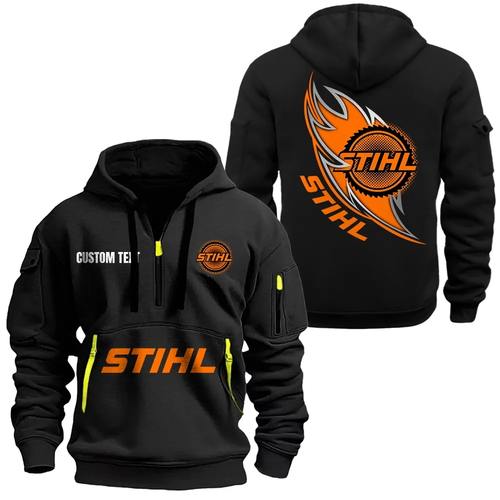 Stihl Hoodie Half Zipper CAR1701112180, CAR All Over Print Hoodie Half Zipper - Black