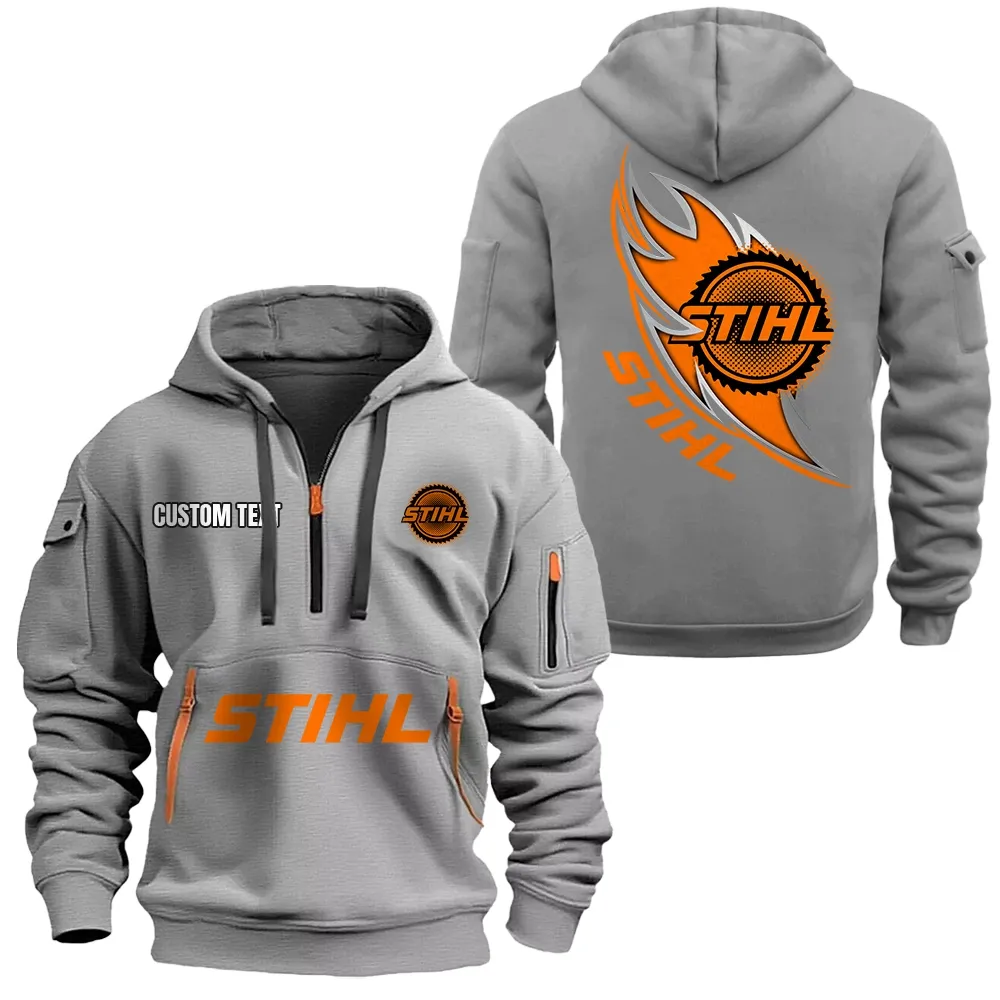 Stihl Hoodie Half Zipper CAR1701112180, CAR All Over Print Hoodie Half Zipper - Gray