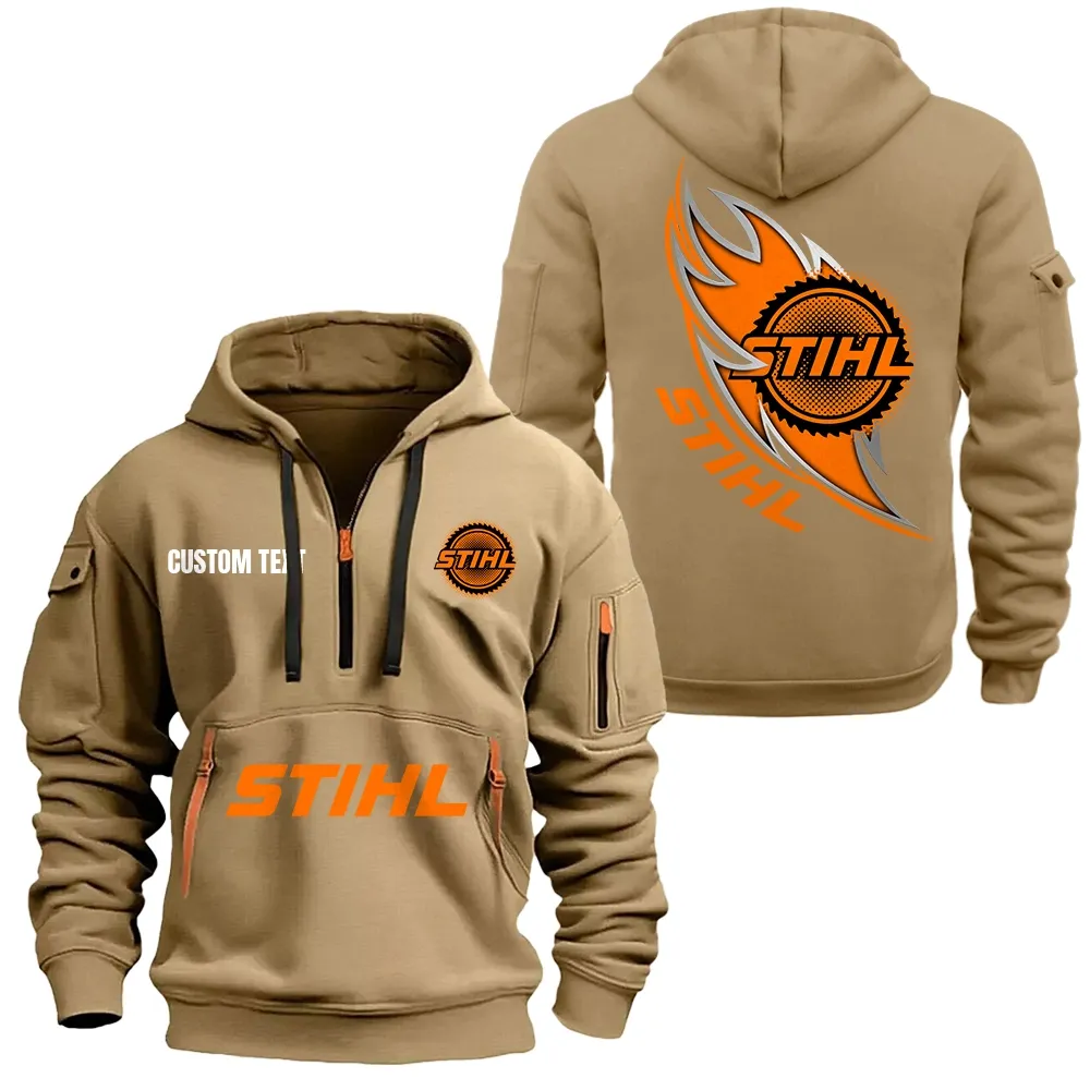 Stihl Hoodie Half Zipper CAR1701112180, CAR All Over Print Hoodie Half Zipper - Khaki