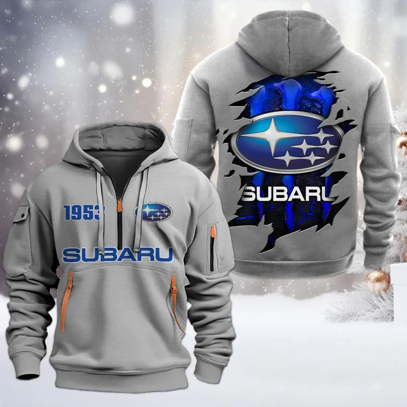 Subaru Half Zip Hoodie, All Over Print Half Zip Hoodies For Men CAR198032788 - Gray