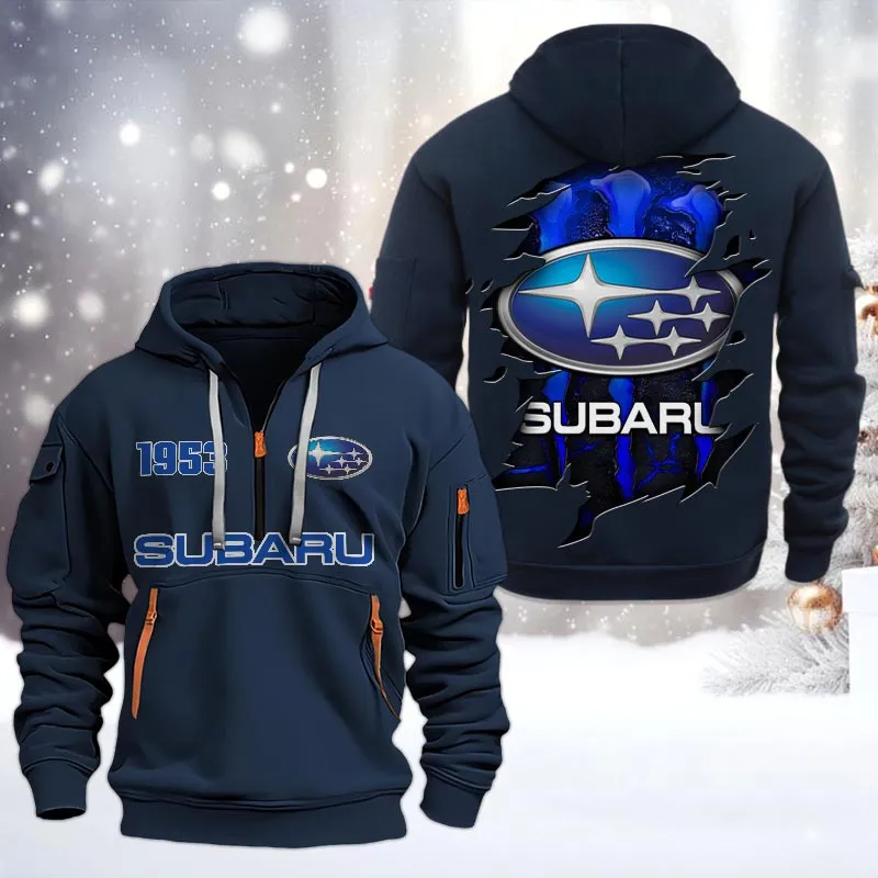 Subaru Half Zip Hoodie, All Over Print Half Zip Hoodies For Men CAR198032788 - Navy
