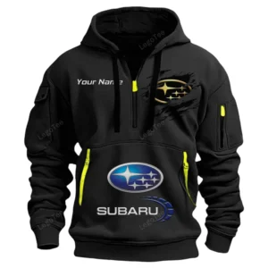 Subaru Half Zip Hoodie CAR113021425807, Best Gift for Him, Husband, Boyfriend - Black