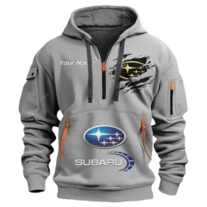 Subaru Half Zip Hoodie CAR113021425807, Best Gift for Him, Husband, Boyfriend - Gray