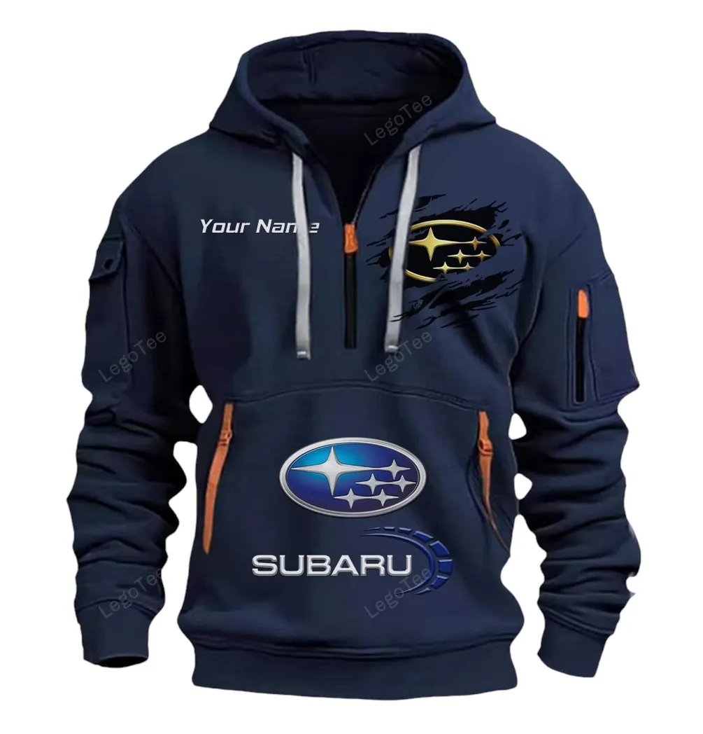 Subaru Half Zip Hoodie CAR113021425807, Best Gift for Him, Husband, Boyfriend - Navy subaru half zip hoodie car113021425807 best gift for him husband boyfriend navy dyys7