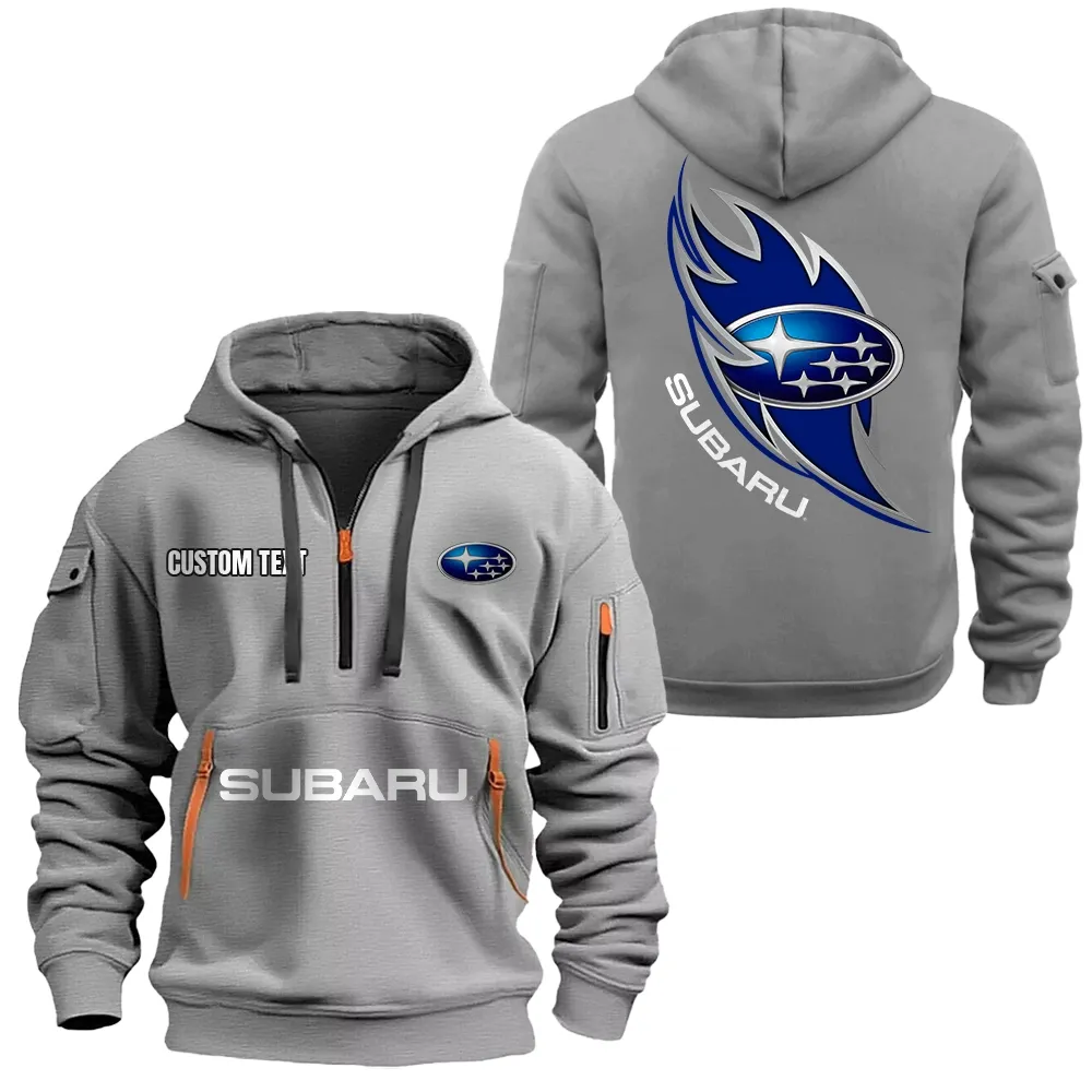 Subaru Hoodie Half Zipper CAR1701112181, CAR All Over Print Hoodie Half Zipper - Gray