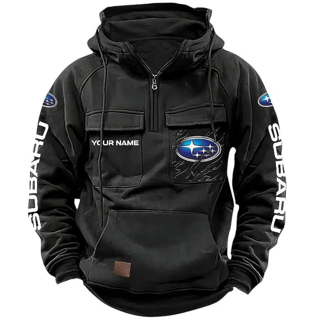 Subaru Hoodie Tactical Quarter Zip, Gift For Subaru Lovers CAR164022425163 - Black
