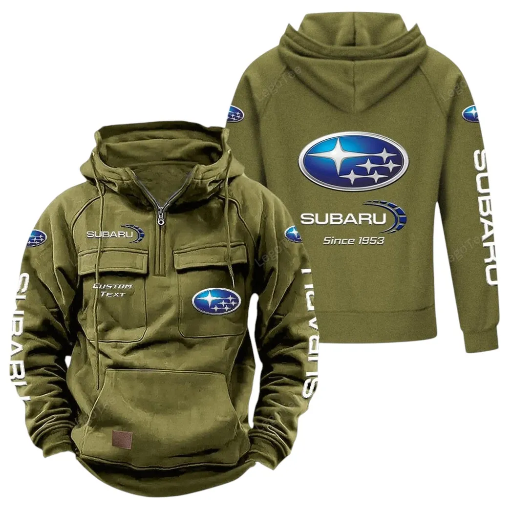 Subaru Tactical Quarter Zip Hoodie, Gift For Subaru Lovers, Gift For Him, Husband, Boyfriend - Army Green CAR96021425677-1