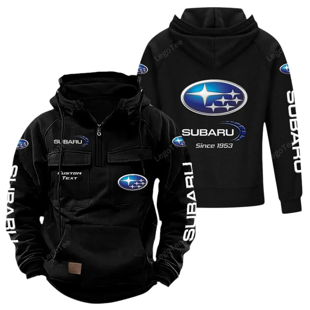 Subaru Tactical Quarter Zip Hoodie, Gift For Subaru Lovers, Gift For Him, Husband, Boyfriend - Black CAR96021425677-2