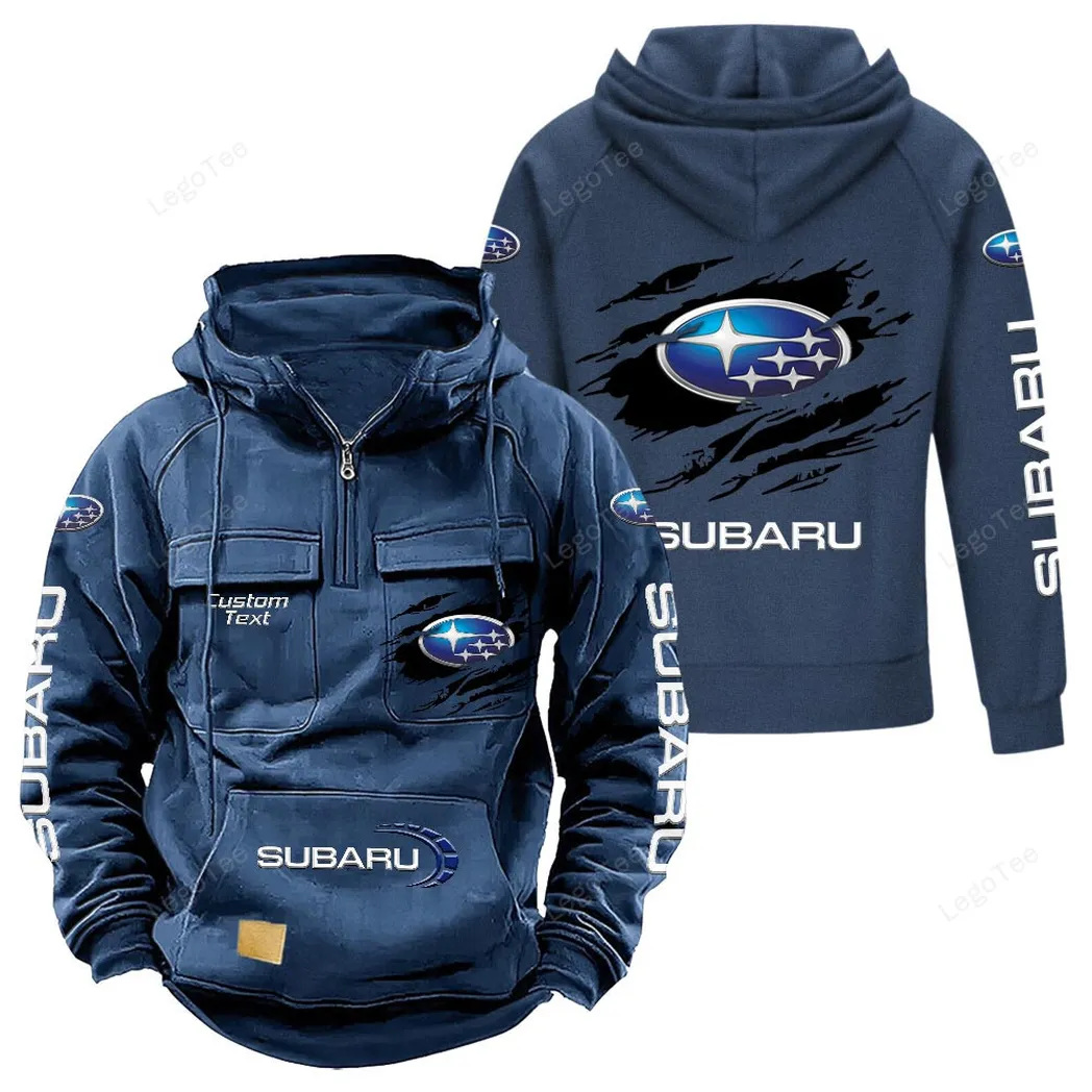 Subaru Tactical Quarter Zip Hoodie, Gift For Subaru Lovers, Gift For Him, Husband, Boyfriend - Dark Blue CAR122021425020-3