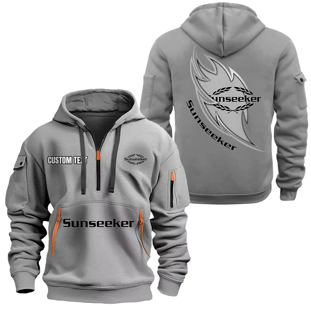 Sunseeker Hoodie Half Zipper CAR1701112182, CAR All Over Print Hoodie Half Zipper - Gray