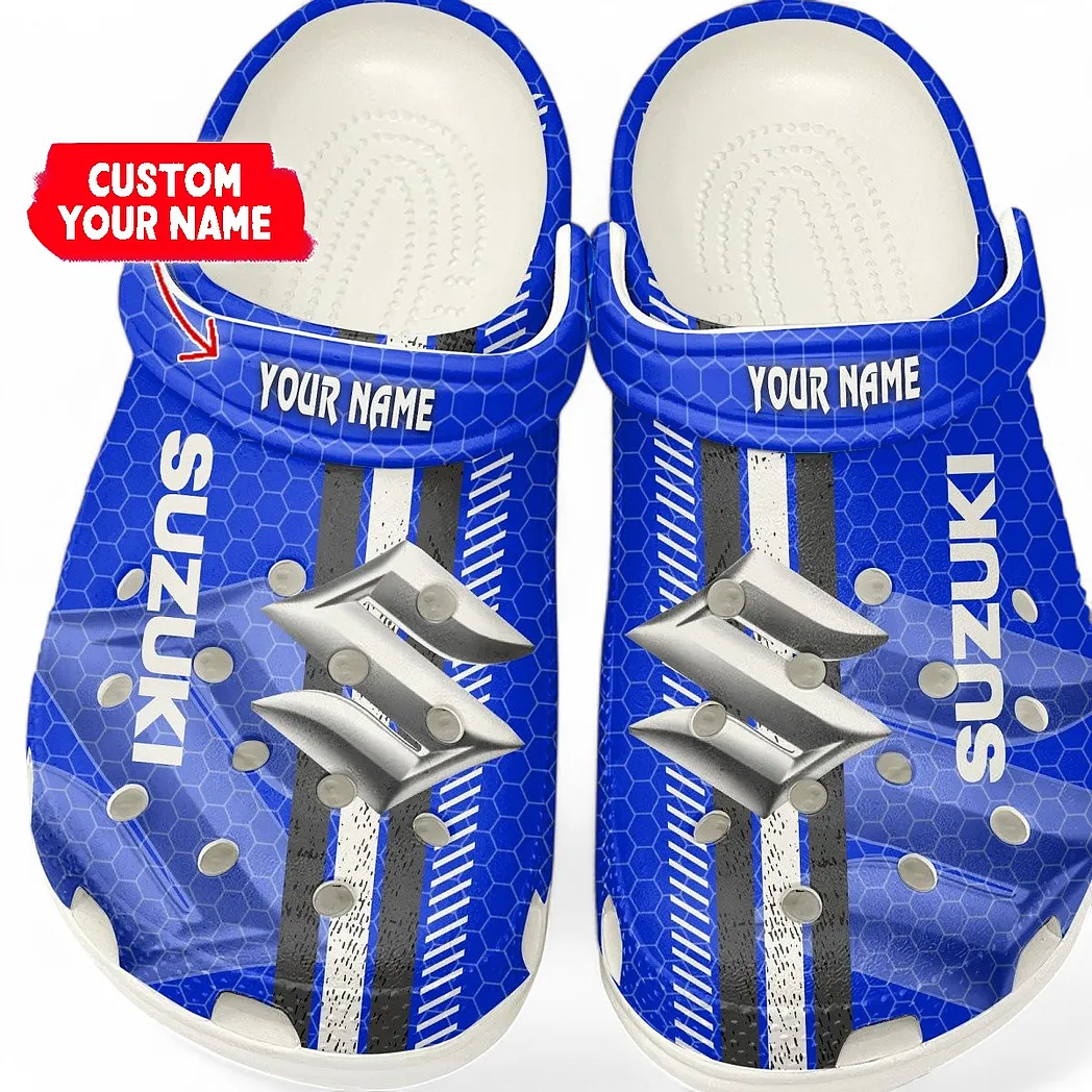 Suzuki Blue Crocs Shoes Gift For Suzuki Blue Lovers, Birthday Gift For Husband, Boyfriend CAR82022025654 - White