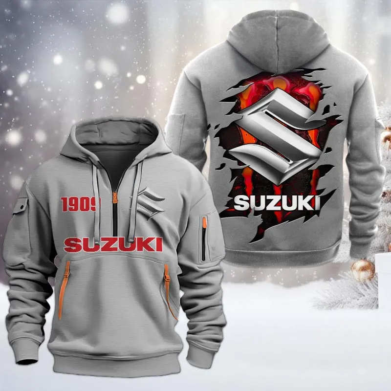 suzuki half zip hoodie all over print half zip hoodies for men car198032733 gray 2l4ne
