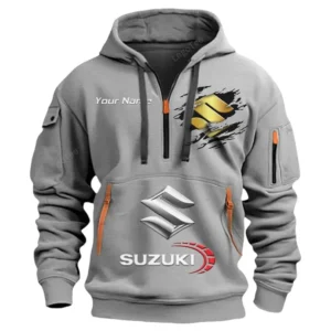 Suzuki Half Zip Hoodie CAR113021425840, Best Gift for Him, Husband, Boyfriend - Gray