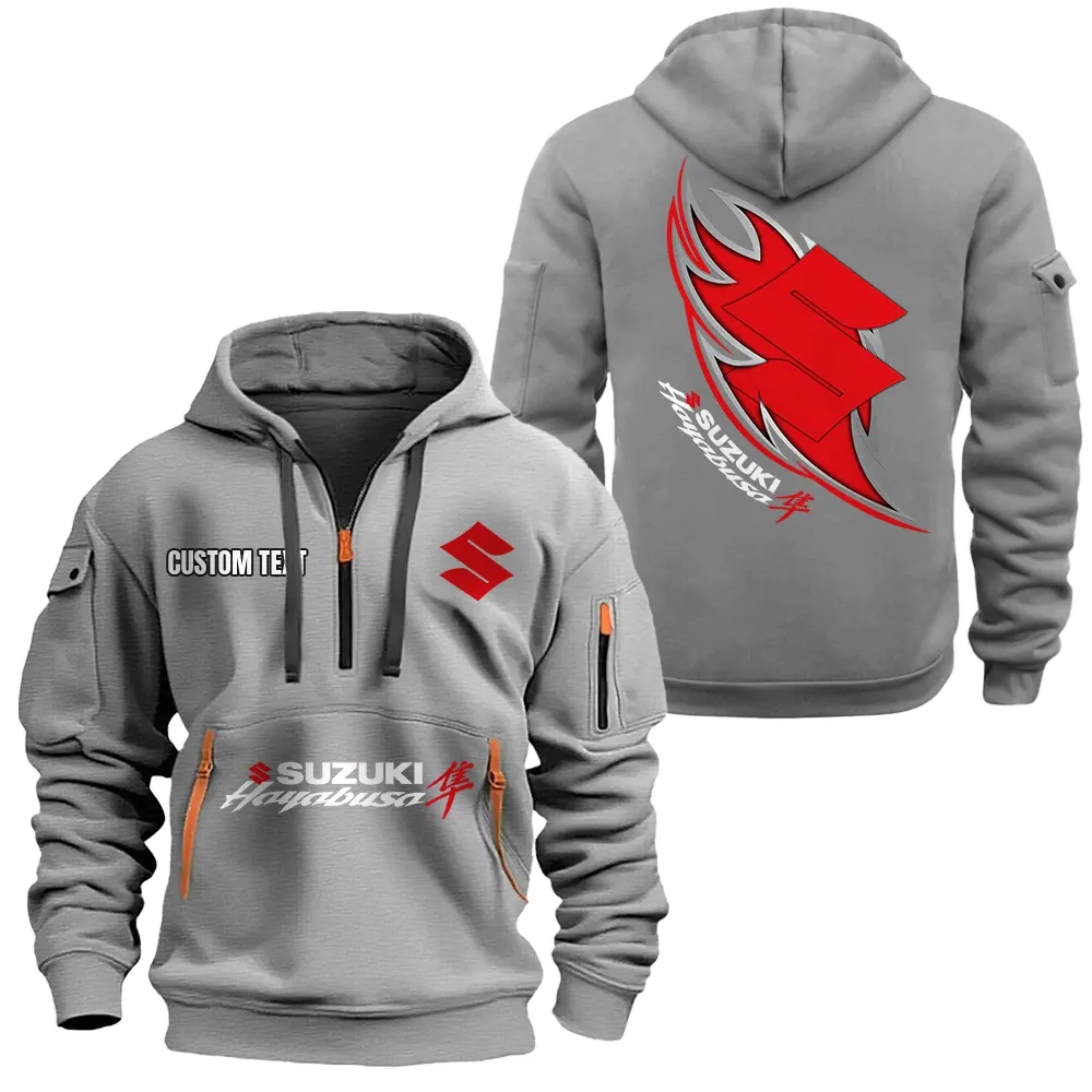 Suzuki Hayabusa Hoodie Half Zipper CAR1701112183, CAR All Over Print Hoodie Half Zipper - Gray