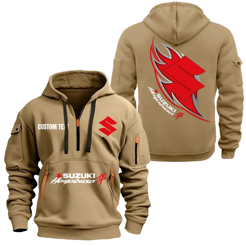suzuki hayabusa hoodie half zipper car1701112183 car all over print hoodie half zipper khaki sbafn